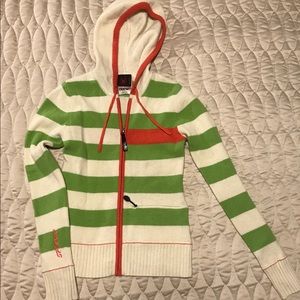 Spyder Ladies Striped Zippered Hoodie with Pocket